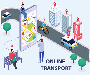 Isometric Artwork Concept of Online Transport