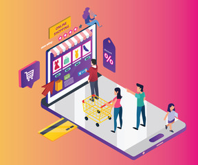 Isometric Artwork Concept of Online Shopping