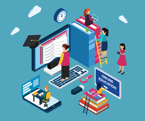 Isometric Artwork Concept of online education