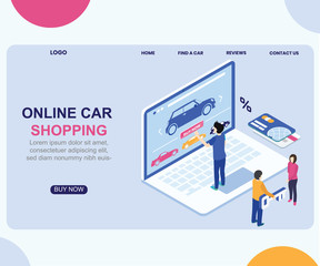 Isometric Artwork Concept of Online Car Shopping