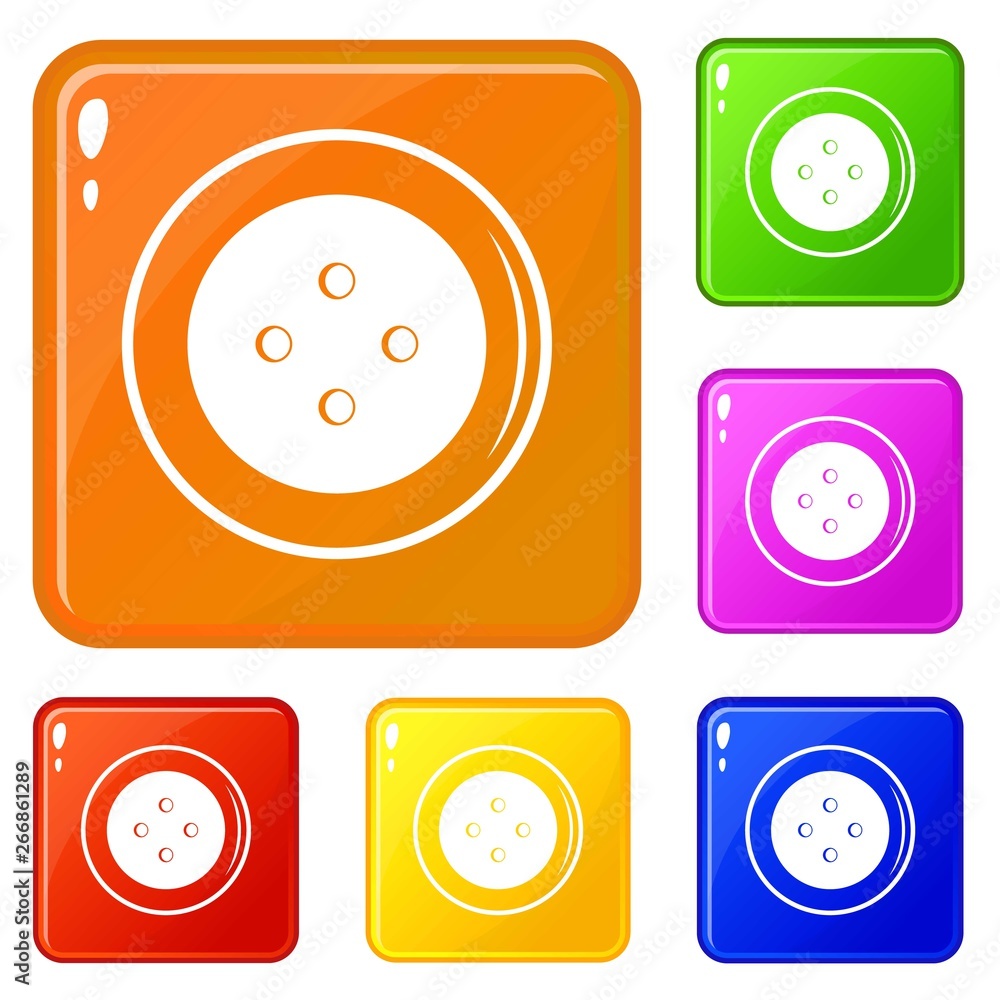 Poster button for clothing icons set collection vector 6 color isolated on white background