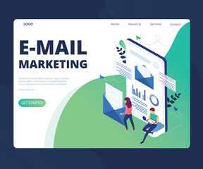 Isometric Artwork Concept of Email Marketing