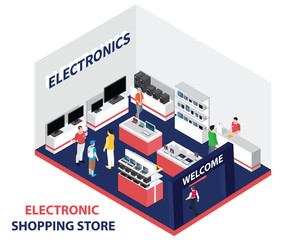 Isometric Artwork Concept of Electronics Shopping Store