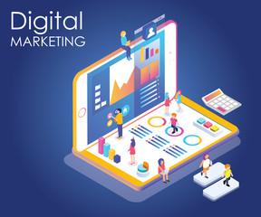Isometric Artwork Concept of Digital Marketing