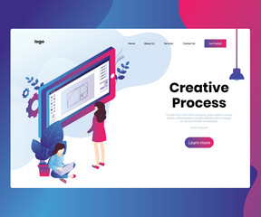 Isometric Artwork Concept of Creative process of Designer