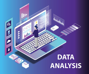 Isometric Artwork Concept of Data Analysis of a Customer