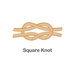 Type of nautical or marine node square knot for rope with a loop.