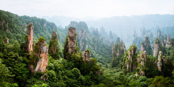Panoramic landscape in Zhangjiajie National Forest Park in Hunan Province, China
