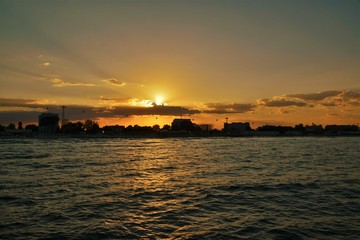 sunset in the resort of Mamaia - Romania
