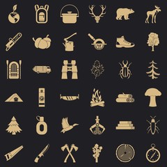 Forest icons set. Simple style of 36 forest vector icons for web for any design