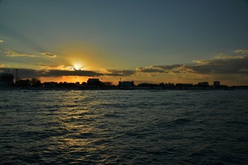 sunset in the resort of Mamaia - Romania
