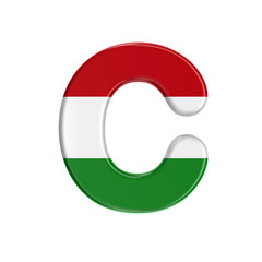 hungarian letter C - Capital 3d flag of hungary font - Budapest, Central Europe or politics concept