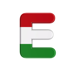 hungarian letter E - Capital 3d flag of hungary font - Budapest, Central Europe or politics concept