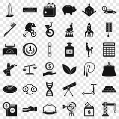 Obraz premium Number balance icons set. Simple style of 36 number balance vector icons for web for any design