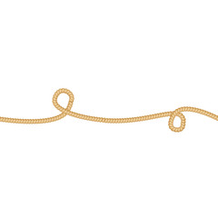 Marine rope or cord twisting natural vector illustration isolated on white.