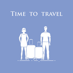 Man and woman with suitcases. Time to travel.