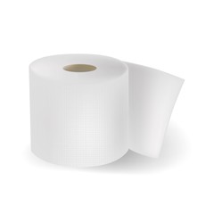 Realistic white textured toilet paper isolated on vhite background. Vector illustration.