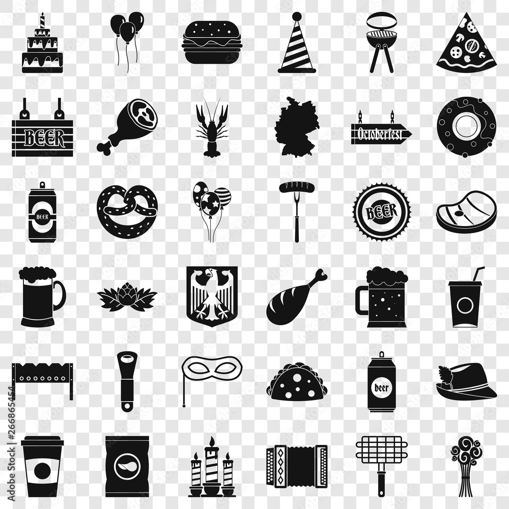 Poster beer bottle icons set. simple style of 36 beer bottle vector icons for web for any design