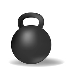 Realistic black kettlebell weight gym sport isolated on white background.