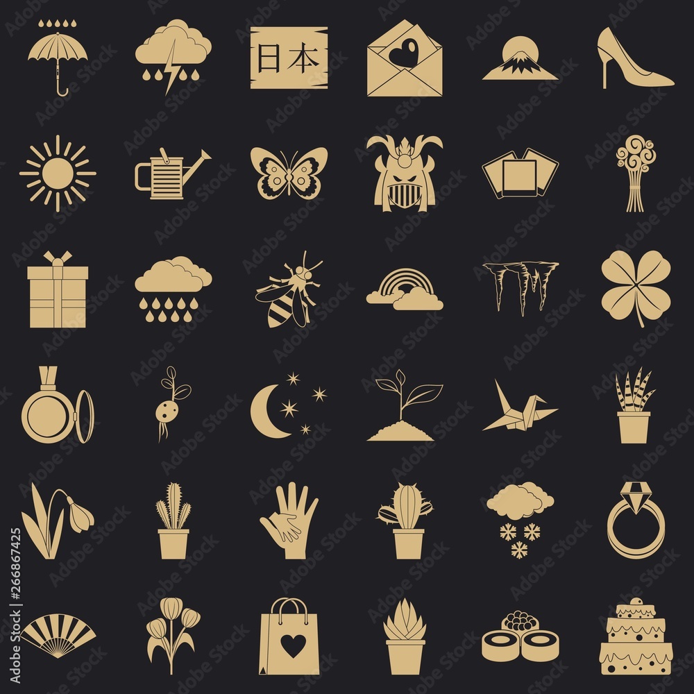 Poster photo icons set. simple style of 36 photo vector icons for web for any design