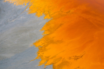 Drone view of contaminated, toxic water stream in Geamana, Romania