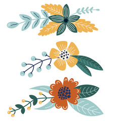 Set of bright bouquets for your design. Great for decoration of greeting card and invitations. Vector illustration