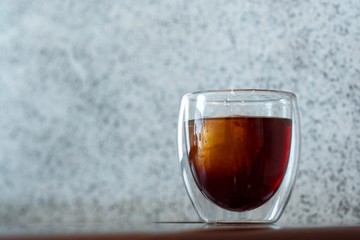 A glass of cold brew coffee in cafe
