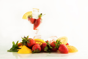 Cocktail, fruits and ice