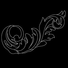 Black vintage baroque ornament, corner. Retro pattern antique style acanthus.