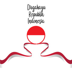 Happy independence day indonesian translation. Flag banner of indonesian happy independence day. - Vector