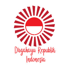 Happy independence day indonesian translation. Flag banner of indonesian happy independence day. - Vector