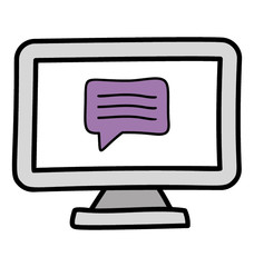 Receiver with chat bubble, call talking icon