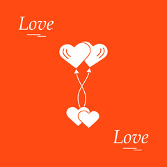 Fototapeta na wymiar Cute vector illustration of love symbols: heart air balloons icon and two hearts. Romantic collection.