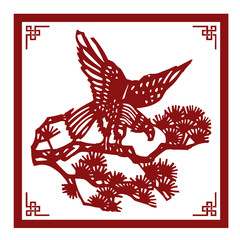 The Classic Chinese Papercutting Style Illustration, A Cartoon Eagle