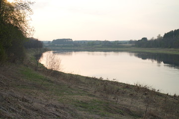 spring river in the evening