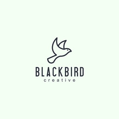 bird logo designs vintage retro line outline monoline art icon  vector illustration