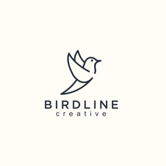 bird logo designs vintage retro line outline monoline art icon  vector illustration