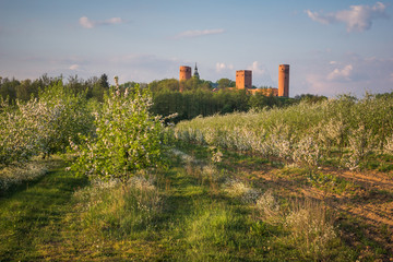 Castle in Czersk in the spring, Masovia, Poland