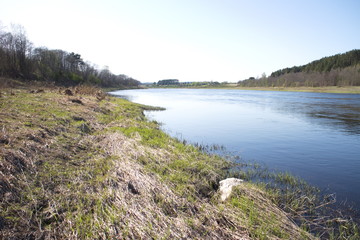 landscape, spring river in the morning