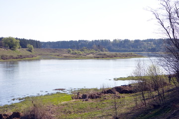 landscape, spring river in the morning