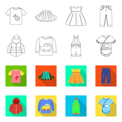 Isolated object of fashion and garment icon. Collection of fashion and cotton stock vector illustration.