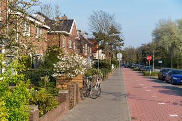 Netherlands, North Holland, Beverwijk, 08 April, 2019: Beautiful street with private houses.