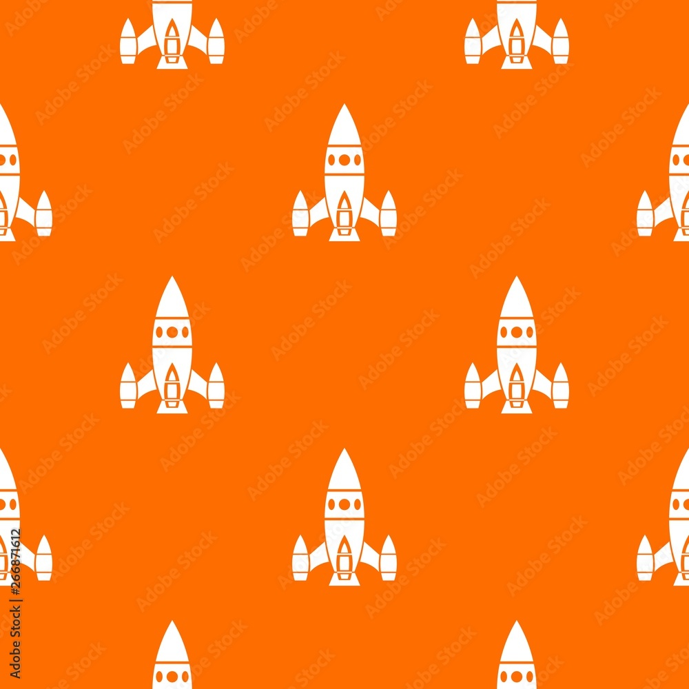 Poster rocket ship pattern vector orange for any web design best