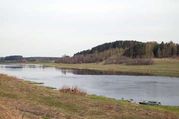 spring river in the evening