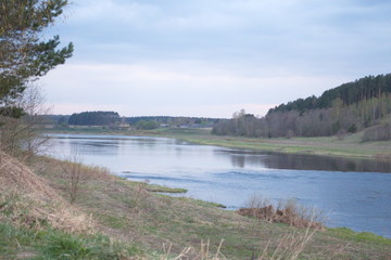 spring river in the evening