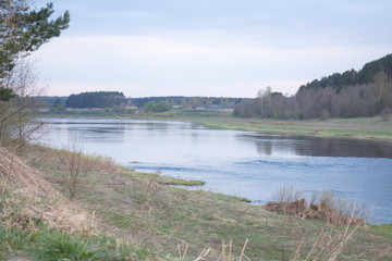 spring river in the evening