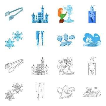 Vector design of texture  and frozen  icon. Collection of texture  and transparent  stock vector illustration.