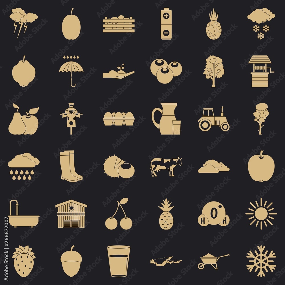 Poster pumpkin icons set. simple style of 36 pumpkin vector icons for web for any design