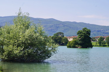 Fototapeta na wymiar Montelleri lake, Vicchio, Tuscany, Italy