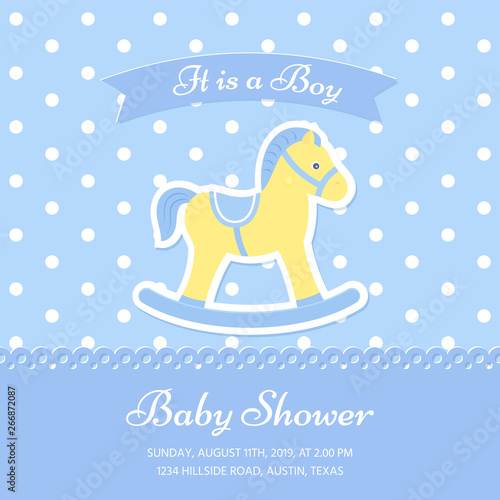 Baby Shower Card Vector Baby Boy Invitation Banner Welcome Baby Shower Card Vector Baby Boy Invitation Banner Welcome